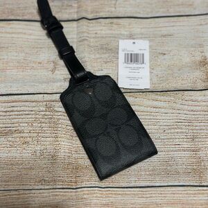 Black Leather Coach Luggage Tag